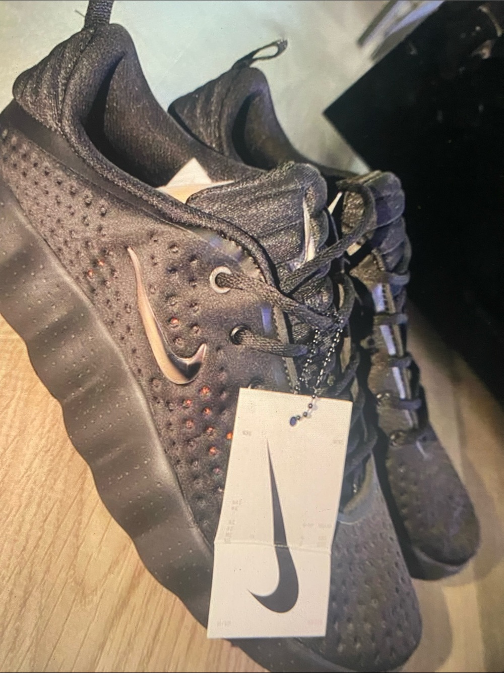 Nike Kids Black Sneakers with Rose Gold Swoosh